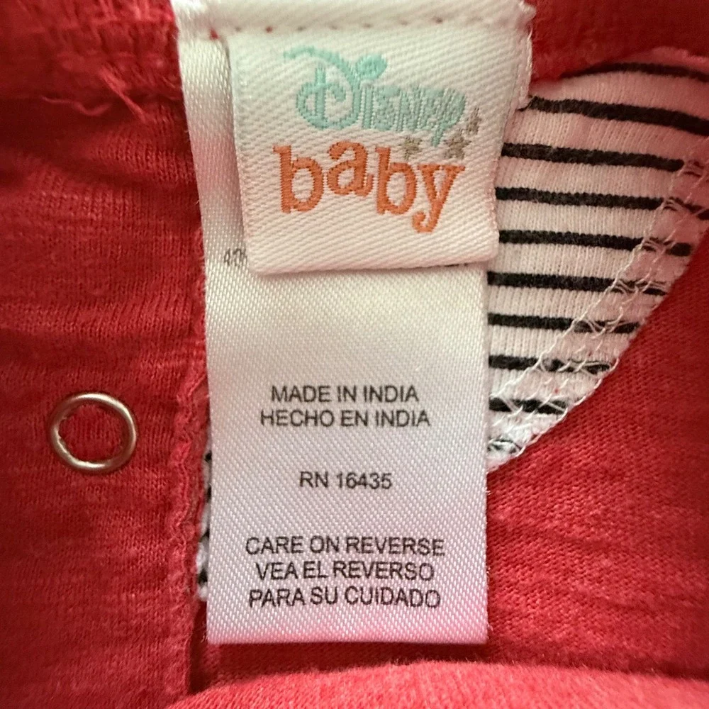 Disney Baby Mickey Mouse Happy Graphic Red Short Sleeve Tee Shirt‎ 12M RN 16435
